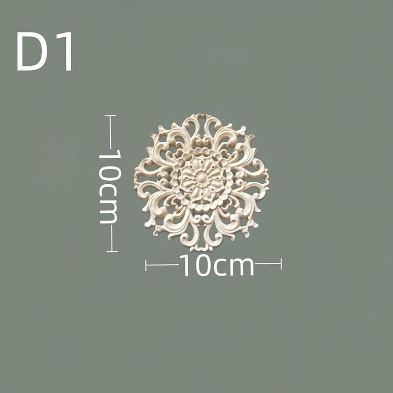 أنيقة أقراص خشبية صلبة على الطراز الأوروبي الأمريكي مع زخارف زهور مستديرة مجوفة لباب خزانة الملابس D1 10CMx10CM - Image 3
