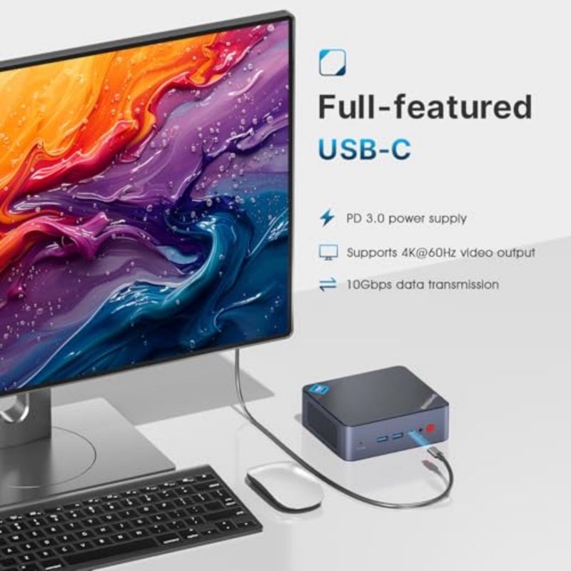 كمبيوتر مكتبي صغير B95 ويندوز 11 برو، الدر ليك-N95 حتى 3.4GHz ، 16GB DDR4 RAM 512GB SSD، شاشة ثلاثية 4K، USB-C/HDMI2.0 x2، شبكة LAN 2.5G، واي فاي 5، بلوتوث 5.0 كمبيوتر صغير للمنزل والمكتب من بوس جيم - Image 5
