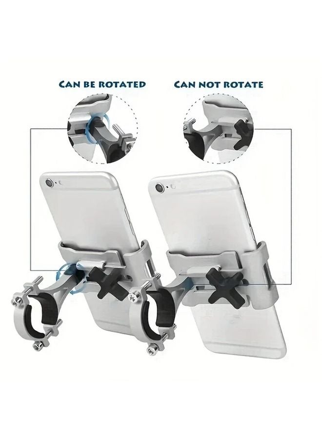 Aluminum Alloy Bike Phone Mount 360 Degree Rotating Silvery Adjustable Frame Bracket - Image 5