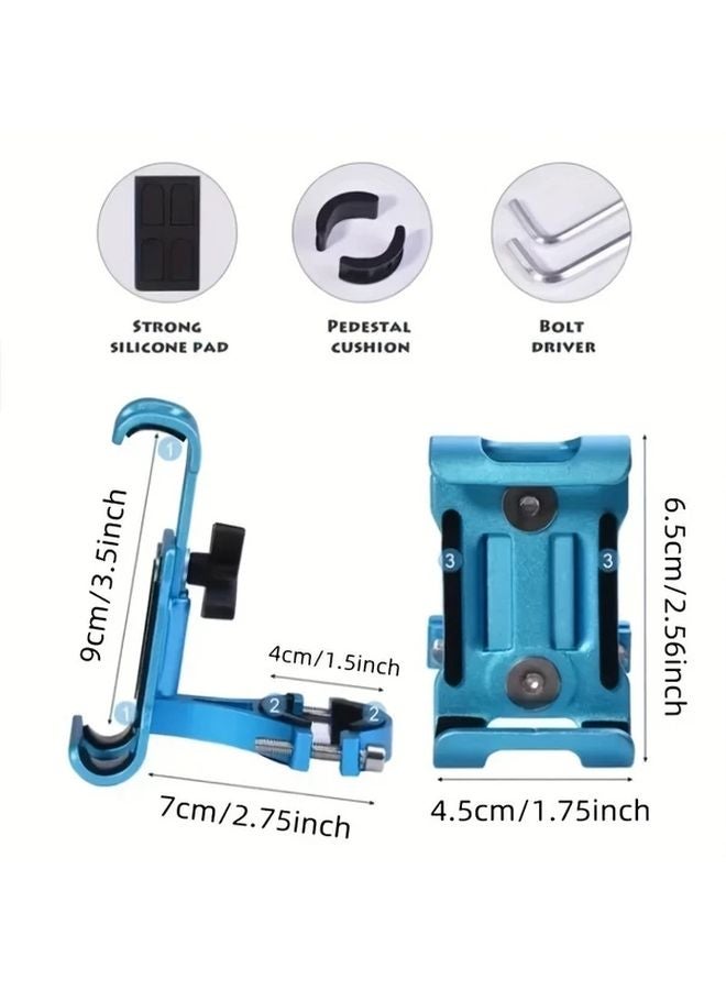Aluminum Alloy Bike Phone Mount 360 Degree Rotating Silvery Adjustable Frame Bracket - Image 3