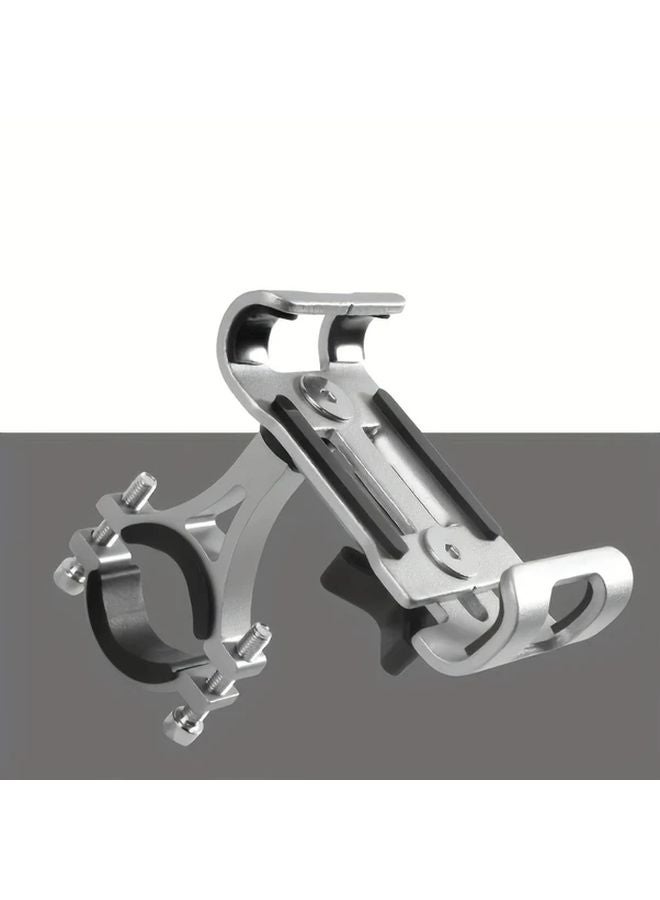 Aluminum Alloy Bike Phone Mount 360 Degree Rotating Silvery Adjustable Frame Bracket - Image 1