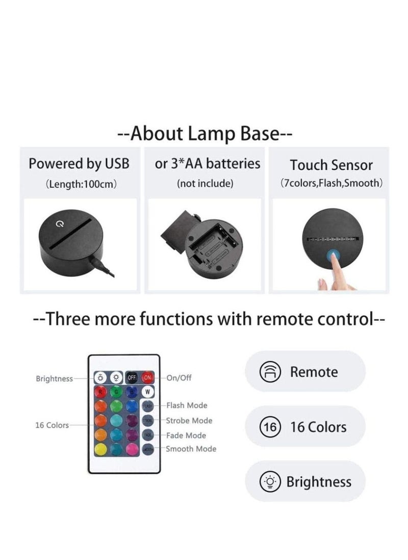 Generic 3D Illusion Night Light 7 Color LED Vision Baby Bedroom Sleeping Wing Tractor AA Power Supply Table Mood Children Birthday Part Decor Kidsleep Party Colorful Gift Remote Control  - Image 3