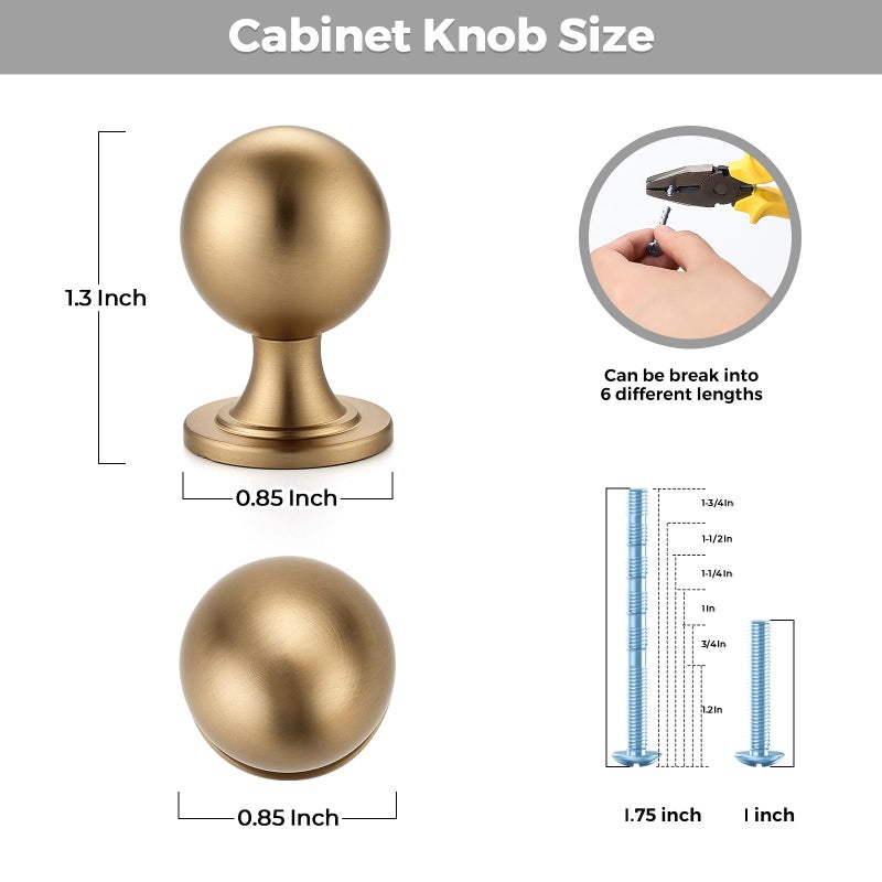 Ravinte Decor 12 Pack Champagne Bronze Cabinet Knobs, Round Ball Knobs for Kitchen Cabinets, Drawers, 0.85 Inch - Image 3