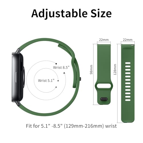 Tobfit Solicone Strap Compatible with Redmi Watch 5 Active, Sport Waterproof Replacement Strap for Redmi Watch 5 Lite/Active band,Dark Green - Image 4