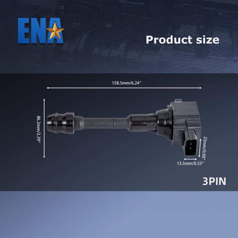 إي أن أه مجموعة ENA من 4 ملفات إشعال 2.5 لتر رباعية الأسطوانات متوافقة مع نيسان ألتيما 2002-2006، وسنترا إكس تريل 2002-2008، وإكس تريل 2010-2013. ملفات إشعال لـ UF350 C1398 224488H300 - Image 2