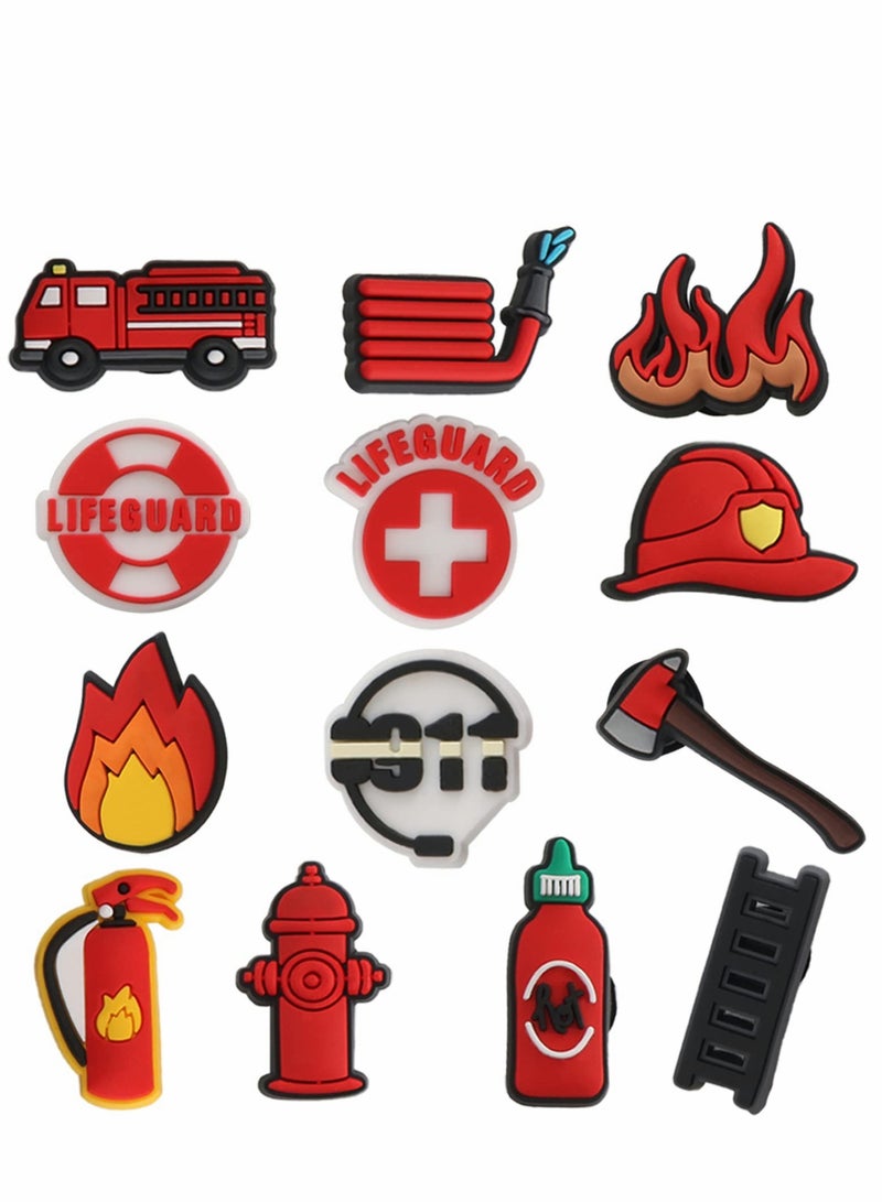 Excefore Crocs Charms, Fireman Theme Shoe Decoration Charms, Lifeguard Fire Extinguisher Fire Hydrant Shoe Charms for Shoe Clog Sandals Wristband Bracelet, Party Favor Holiday Birthday Gifts - Image 2