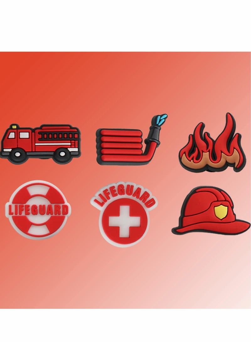 Excefore Crocs Charms, Fireman Theme Shoe Decoration Charms, Lifeguard Fire Extinguisher Fire Hydrant Shoe Charms for Shoe Clog Sandals Wristband Bracelet, Party Favor Holiday Birthday Gifts - Image 4
