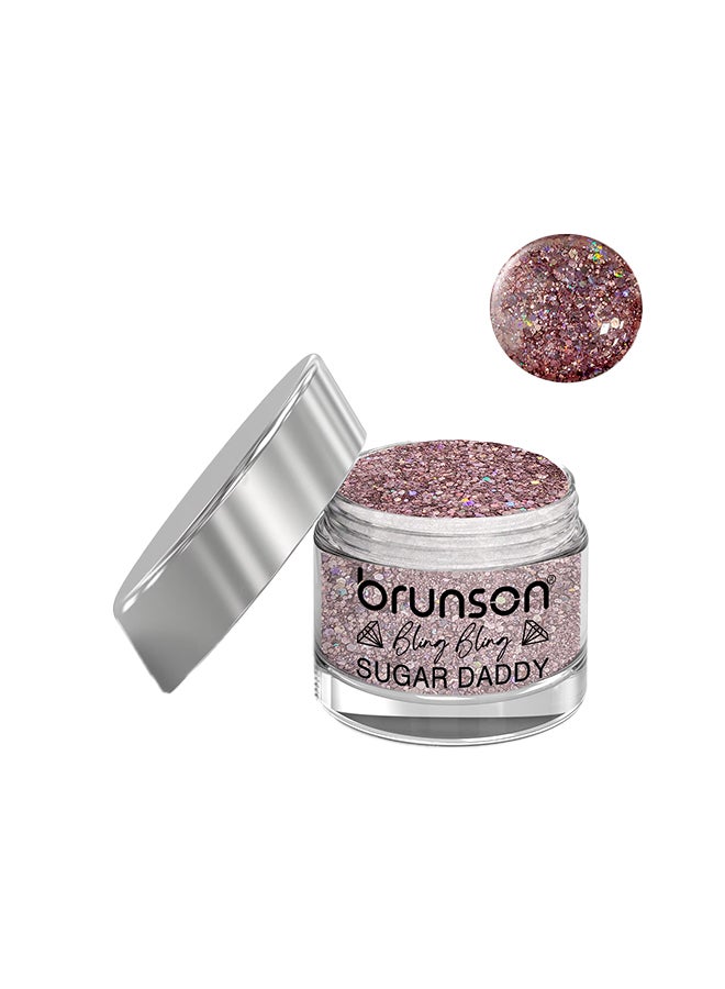 brunson Acrylic Nail Powder DIP And Buff System, Sugar Daddy Glittered 30ml BDDL06