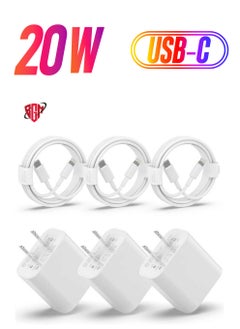 USB C Charger iPhone Charger Fast ChargingMFi Certified‘3Pack 20W Type C Wall Charger Block with 6FT Long USB C to Lightning Cable Compatible for iPhone 14Pro/13 Pro/12/12 Pro Max/11/XS Max/XS/XR/X/8