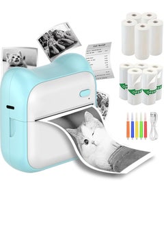 WENTCCION Mini Printer Sticker Maker Thermal Sticker Printer Inkless Pocket Printer, Inkless Printer Mini Blue Sticker Printer Machine  - Image 1