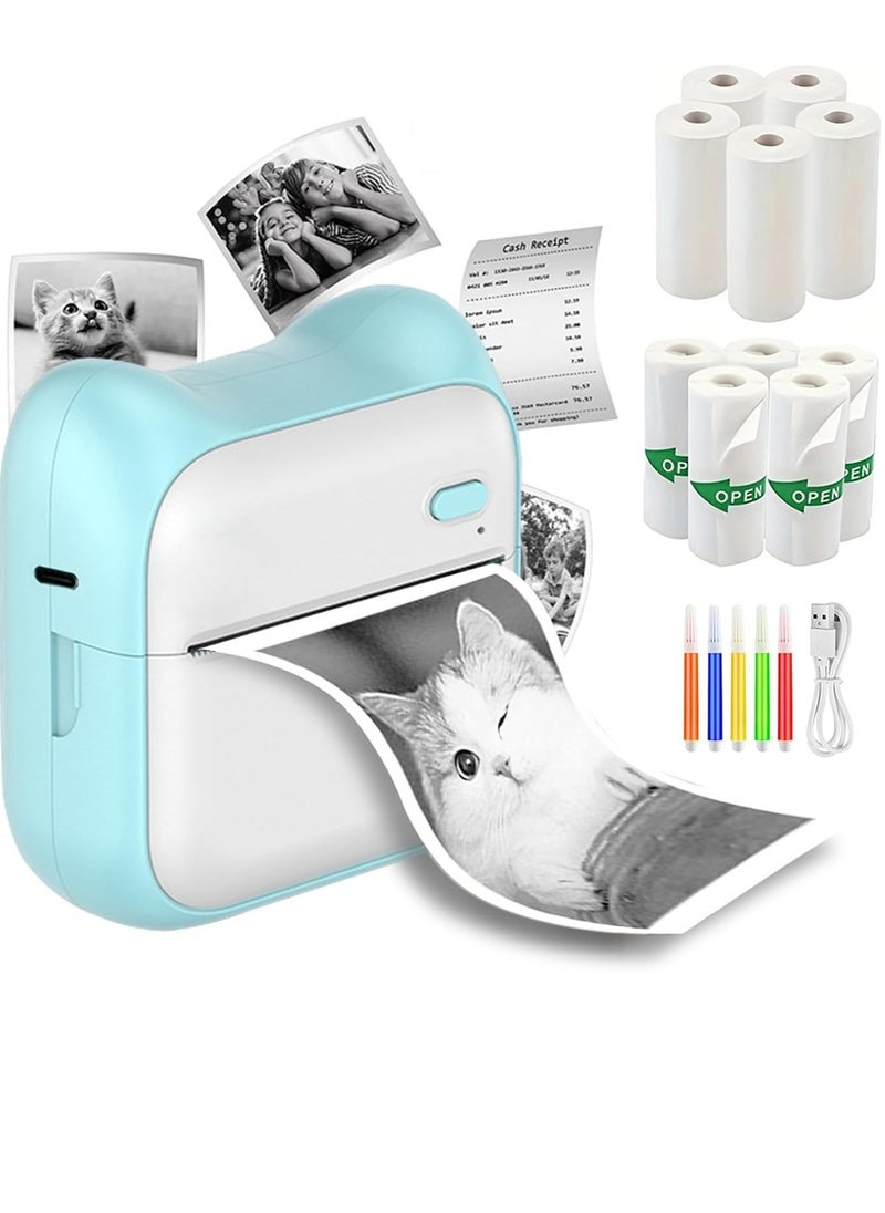 WENTCCION Mini Printer Sticker Maker Thermal Sticker Printer Inkless Pocket Printer, Inkless Printer Mini Blue Sticker Printer Machine  - Image 1