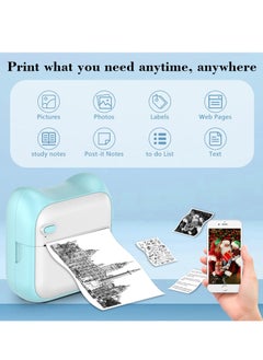 WENTCCION Mini Printer Sticker Maker Thermal Sticker Printer Inkless Pocket Printer, Inkless Printer Mini Blue Sticker Printer Machine  - Image 5