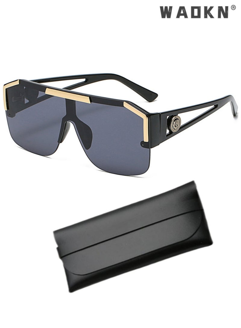 WAOKN Polarized Sunglasses for Women Men, Square Flat Top Shield Sunglasses One Piece Frameless Stylish Women Men UV400 Protection Driving, Fishing, Outdoor Travel Daily Use Etc - Image 1