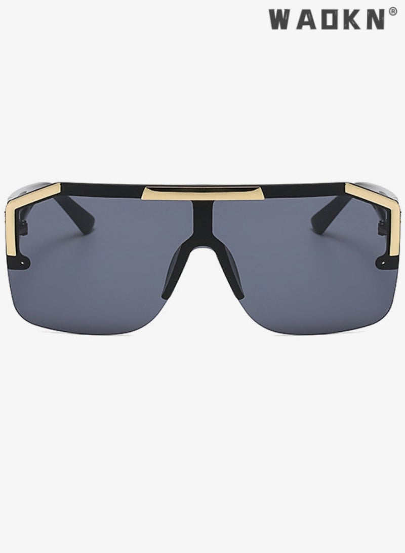 WAOKN Polarized Sunglasses for Women Men, Square Flat Top Shield Sunglasses One Piece Frameless Stylish Women Men UV400 Protection Driving, Fishing, Outdoor Travel Daily Use Etc - Image 3