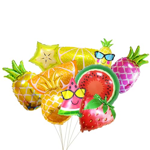 LZYMSZ 10PCS Fruit Mylar Balloons Helium Foil Hawaii Party Balloons 10 Styles Colorful Balloons Pineapple Watermelon Strawberry Lemon Orange for Beach Party Wedding Birthday Baby Shower Decoration - Image 1