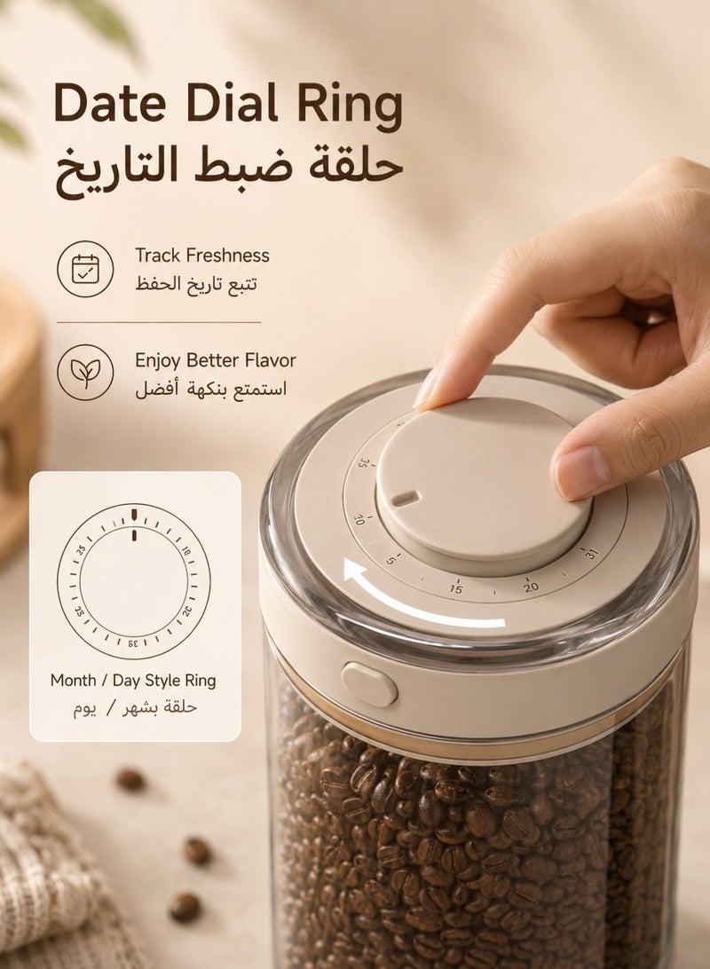RUIYADA Vacuum Sealed Coffee Canister Coffee Container with One-Way CO2 Valve and Freshness Tracker, Perfect for Coffee Bean Storage,1700ml Large Capacity - Image 2