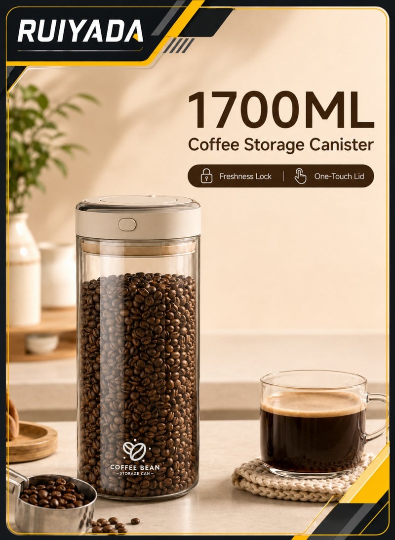 RUIYADA Vacuum Sealed Coffee Canister Coffee Container with One-Way CO2 Valve and Freshness Tracker, Perfect for Coffee Bean Storage,1700ml Large Capacity - Image 1