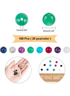 Generic 160 Pcs 6mm Round Natural Agate Beads, 8 Styles Dyed Natural Gemstone Beads Loose Natural Stone Spacer Beads for DIY Bracelet Necklaces Jewelry Making  - Image 2