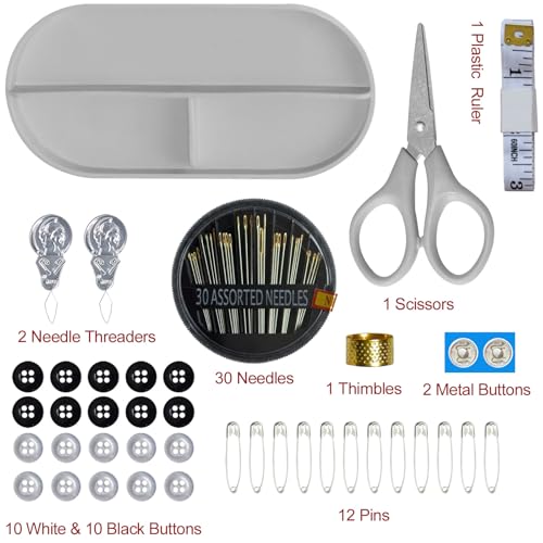 colored bird 40 Spools of Sewing Thread,Gift Box Portable Basic Sewing Repair Kits (Grey) - Image 3