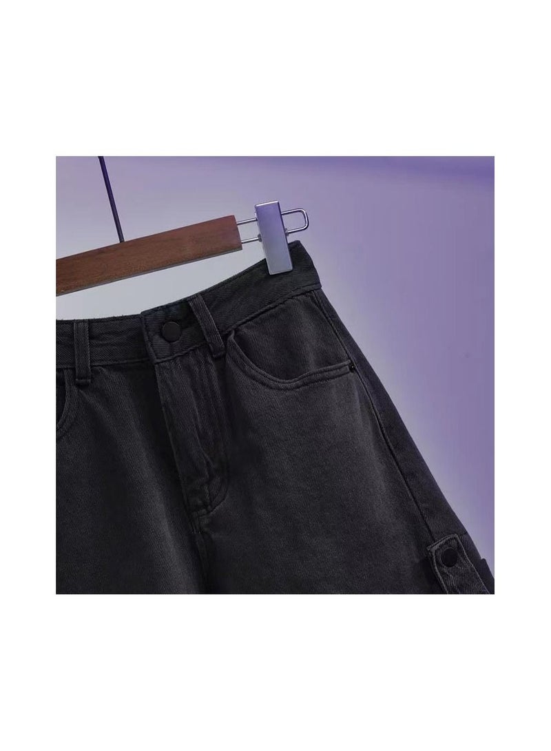 1-Piece Ladies and Girls Short Jeans,Summer Thin Trendy Loose Fitting Womens Denim Shorts,Casual and Versatile Girls Jeans Shorts,Colour Black,Size S - Image 5