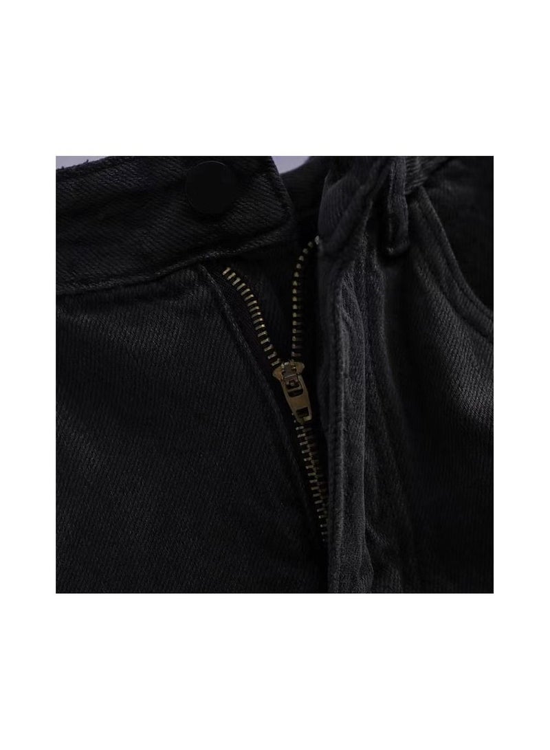 1-Piece Ladies and Girls Short Jeans,Summer Thin Trendy Loose Fitting Womens Denim Shorts,Casual and Versatile Girls Jeans Shorts,Colour Black,Size S - Image 2