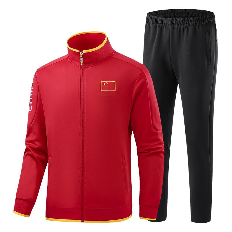 National Fashion Sports And Leisure Suit Men'S Coat Stand Collar Straight Pants Couple Sweater Men'S Pass Code Group Training Clothes - Image 1