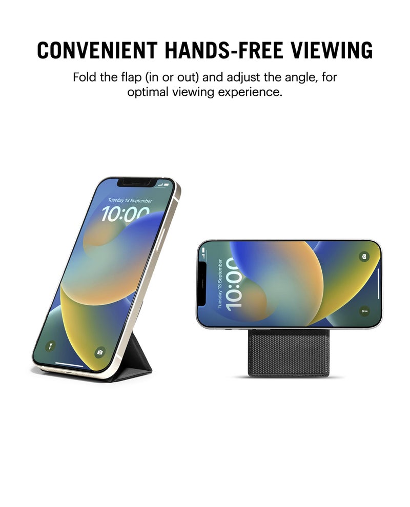 DailyObjects Mobile Phone Wallet/Card Holder Stand Compatible with iPhone 14/13/Pro/Max/Plus, iPhone 12 Pro max, 12 Pro | Magnetic Flap & Adjustable Stand | ID/Credit/ATM Card Case - Black - Image 5