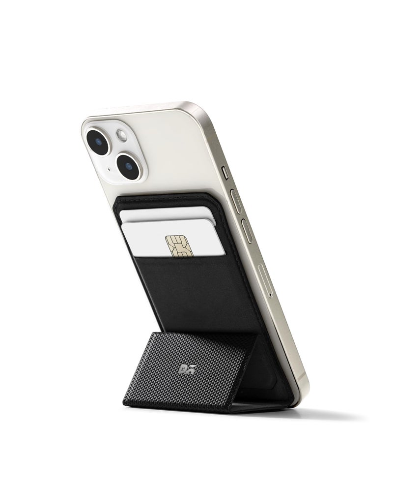 DailyObjects Mobile Phone Wallet/Card Holder Stand Compatible with iPhone 14/13/Pro/Max/Plus, iPhone 12 Pro max, 12 Pro | Magnetic Flap & Adjustable Stand | ID/Credit/ATM Card Case - Black - Image 3