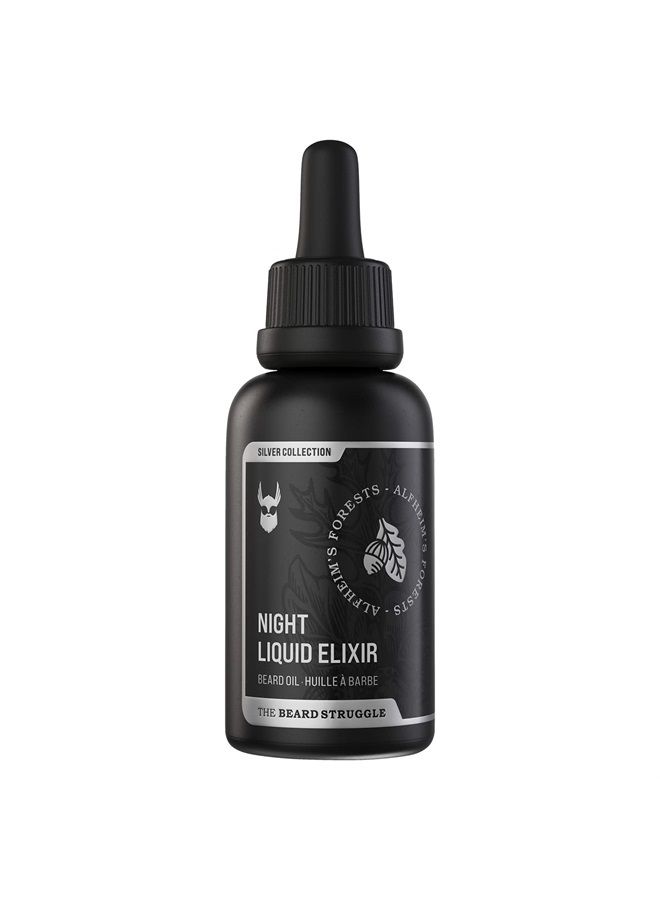 The Beard Struggle Night Liquid Elixir Beard Oil - Silver Collection - Alfheim's Forests - Softens, Moisturizing, & Healthier Beard Growth - Vegan-Friendly Beard Growth Oil (1 Fl oz) - Image 1