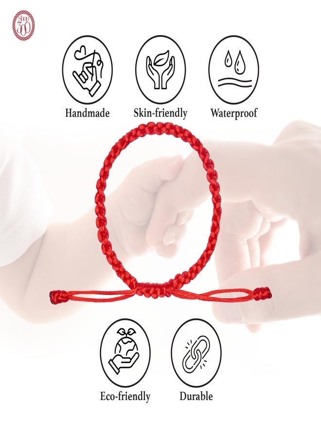 سوار SHOP300 NEWBORN قابل للتعديل، مصنوع يدويًا من خيوط حمراء لجلب الحظ. سوار حماية تبتي للأطفال من عمر 0 إلى 24 شهرًا، بنينًا وبناتًا. طقم أساور هدايا مناسب للعام الجديد، وعيد الميلاد، وحفلات استقبال المولود الجديد (مقاس صغير). - Image 5