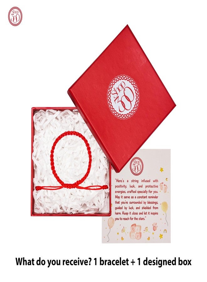سوار SHOP300 NEWBORN قابل للتعديل، مصنوع يدويًا من خيوط حمراء لجلب الحظ. سوار حماية تبتي للأطفال من عمر 0 إلى 24 شهرًا، بنينًا وبناتًا. طقم أساور هدايا مناسب للعام الجديد، وعيد الميلاد، وحفلات استقبال المولود الجديد (مقاس صغير). - Image 2