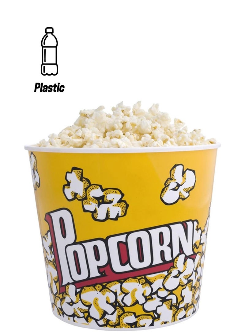 Home Pro Home Pro Retro Style Plastic Popcorn Cup For Movie Night Popcorn Bucket Movie Popcorn Containers Perfect For Carnival Circus Party Yellow - 5L - Image 1