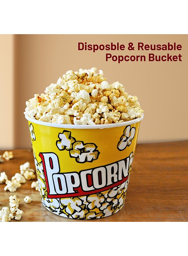 Home Pro Home Pro Retro Style Plastic Popcorn Cup For Movie Night Popcorn Bucket Movie Popcorn Containers Perfect For Carnival Circus Party Yellow - 5L - Image 3