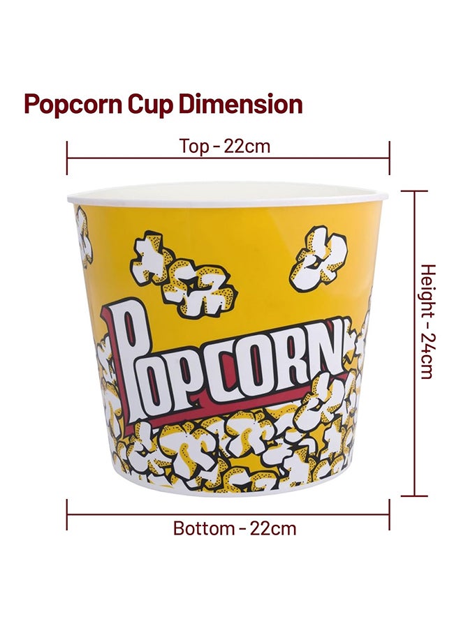 Home Pro Home Pro Retro Style Plastic Popcorn Cup For Movie Night Popcorn Bucket Movie Popcorn Containers Perfect For Carnival Circus Party Yellow - 5L - Image 2