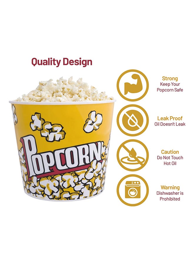 Home Pro Home Pro Retro Style Plastic Popcorn Cup For Movie Night Popcorn Bucket Movie Popcorn Containers Perfect For Carnival Circus Party Yellow - 5L - Image 4