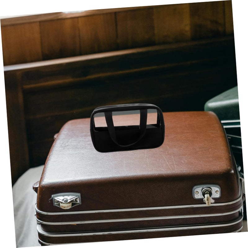 Large Capacity 3Pcs Zippered Makeup Bag Set Semitransparent Travel Cosmetic Organizer with Handle - Image 5