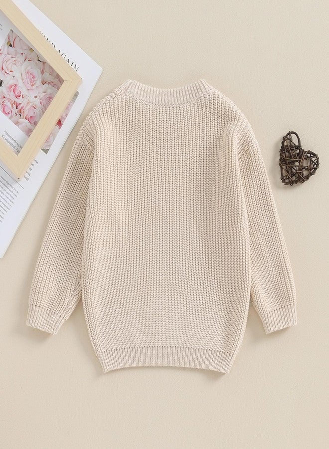 Gureui Toddler Baby Boy Girl Heart Knit Sweater Kids Infant Newborn Valentines Day Outfit (A Khaki Heart, 6-9 Months) - Image 4