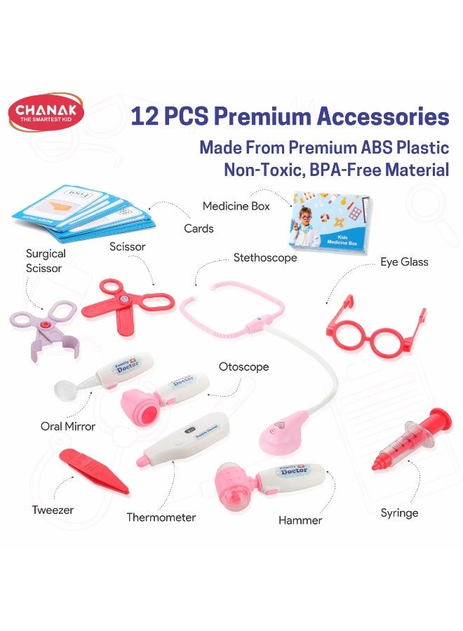 Chanak Premium Doctor Set with Pull & Push Trolley for Kids,Doctor Set with LED Light Instruments, Pretend Play Doctor Set for Kids Above 3 Years, 13 Piece Doctor Kit - Image 5