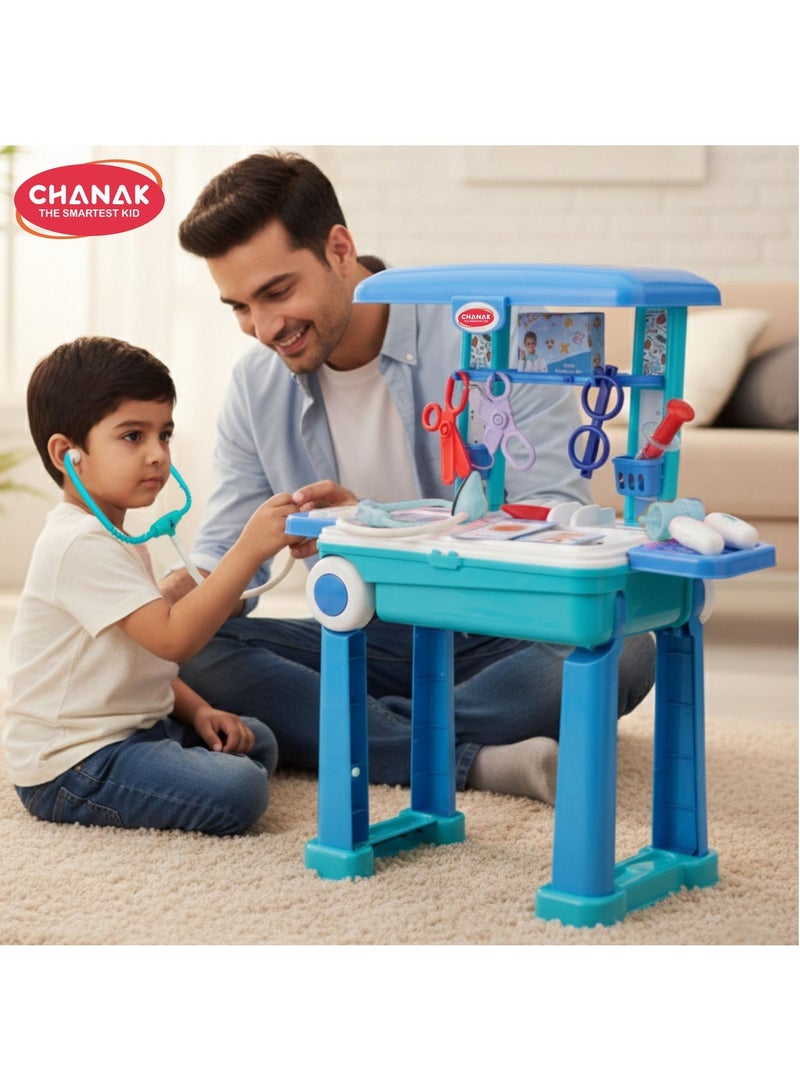 Chanak Premium Doctor Set with Pull & Push Trolley for Kids,Doctor Set with LED Light Instruments, Pretend Play Doctor Set for Kids Above 3 Years, 13 Piece Doctor Kit - Image 1