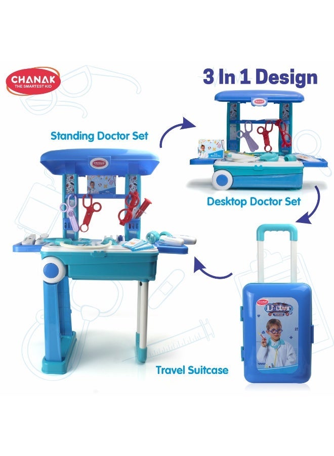Chanak Premium Doctor Set with Pull & Push Trolley for Kids,Doctor Set with LED Light Instruments, Pretend Play Doctor Set for Kids Above 3 Years, 13 Piece Doctor Kit - Image 4