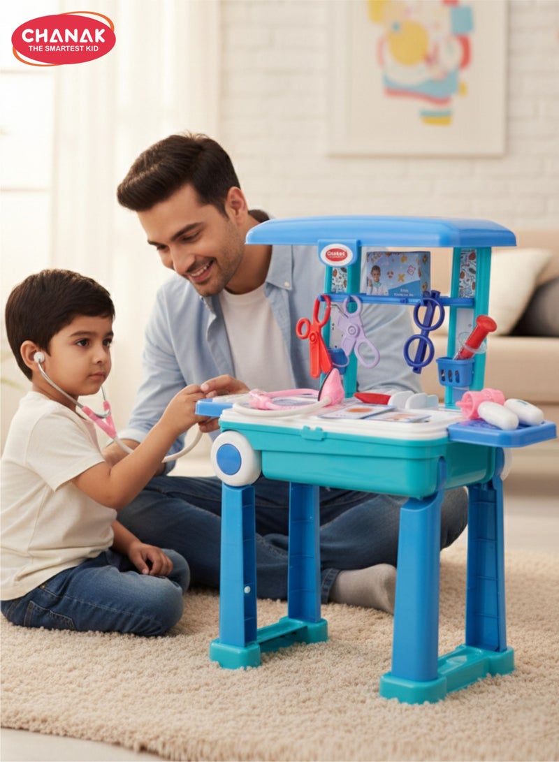 Chanak Premium Doctor Set with Pull & Push Trolley for Kids,Doctor Set with LED Light Instruments, Pretend Play Doctor Set for Kids Above 3 Years, 13 Piece Doctor Kit - Image 1