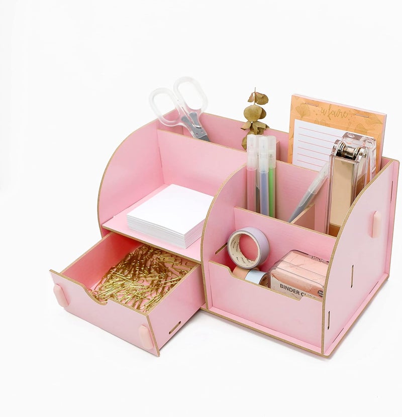 Exerz Wooden Desk Organizer, Desk Notepad Storage, Document and Paper Notebook Organizer, DIY Stationery Order - Image 2