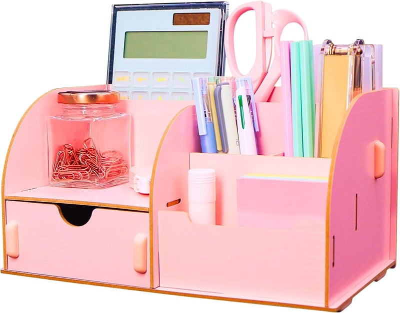 Exerz Wooden Desk Organizer, Desk Notepad Storage, Document and Paper Notebook Organizer, DIY Stationery Order - Image 1