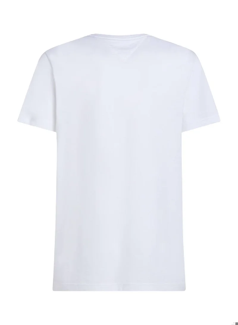 TOMMY HILFIGER White Crew Neck Logo Panel T-Shirt for Men | Best Price UAE