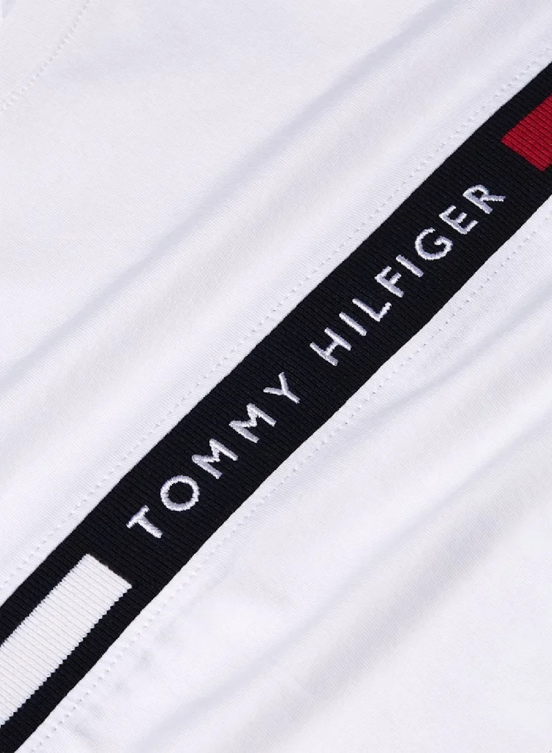 TOMMY HILFIGER White Crew Neck Logo Panel T-Shirt for Men | Best Price UAE