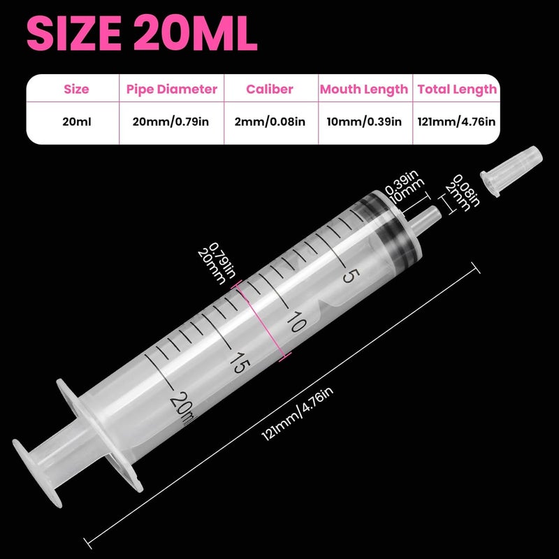 TENKAIWICK 20 PCS 20ml Oral Syringe With Cap,Plastic Syringe without Needle for Medicine Dropper, Feeding Pets, Liquid Measuring, Handicrafts，Individually Sealed, Luer Slip Protective coating - Image 2