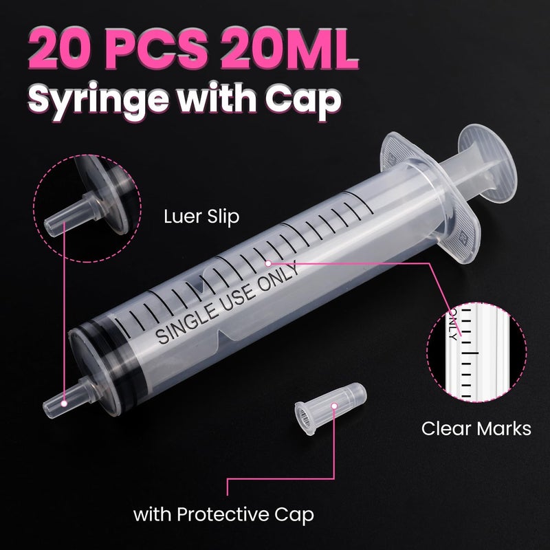 TENKAIWICK 20 PCS 20ml Oral Syringe With Cap,Plastic Syringe without Needle for Medicine Dropper, Feeding Pets, Liquid Measuring, Handicrafts，Individually Sealed, Luer Slip Protective coating - Image 3