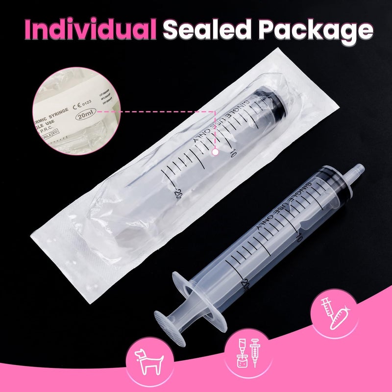 TENKAIWICK 20 PCS 20ml Oral Syringe With Cap,Plastic Syringe without Needle for Medicine Dropper, Feeding Pets, Liquid Measuring, Handicrafts，Individually Sealed, Luer Slip Protective coating - Image 4