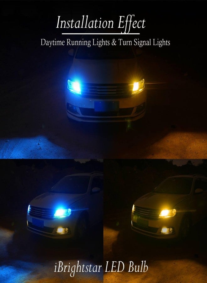iBrightstar مصابيح iBrightstar فائقة السطوع 3157 4157 3155 3457 LED ثنائية اللون مع عدسة عرض، بديلة لأضواء التشغيل النهاري/DRL وأضواء الإشارة، أزرق ثلجي/كهرماني - Image 4