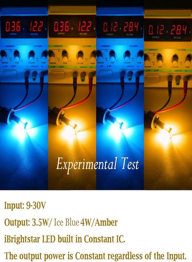 iBrightstar مصابيح iBrightstar فائقة السطوع 3157 4157 3155 3457 LED ثنائية اللون مع عدسة عرض، بديلة لأضواء التشغيل النهاري/DRL وأضواء الإشارة، أزرق ثلجي/كهرماني - Image 5
